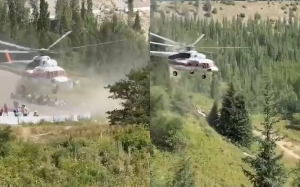 Медеуде тікұшақ адамдарды басып кете жаздады